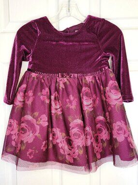 ⚡BOGO⚡George Long-Sleeve Velour Mesh Dress 18-24M